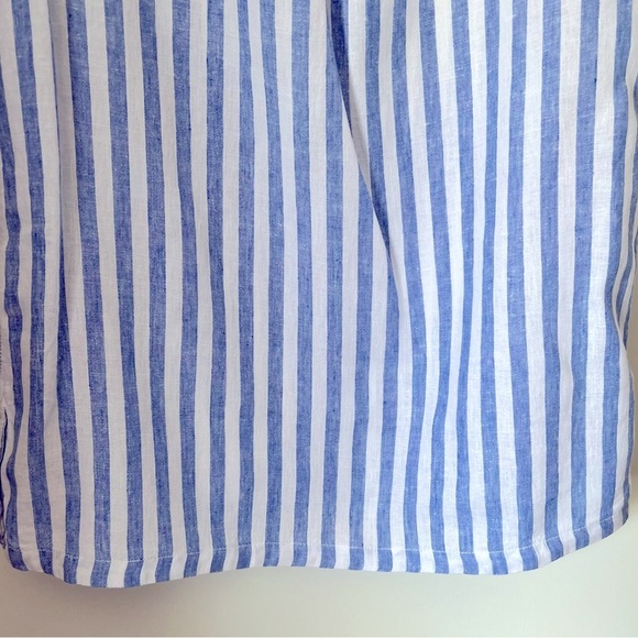 Nicole Miller NY Blue Striped Preppy Coastal Summer Linen Mini Shift Dress - Picture 11 of 11